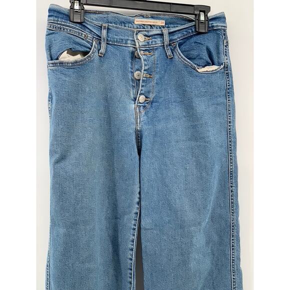 LEVI'S Women's Blue Denim Mile High Wide-Leg Button-Fly Cropped Jeans SZ 28 - Picture 5 of 12